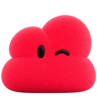 vivid red, winking